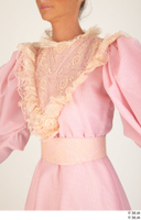  Photos Woman in Historical Civilian dress 3 19th century Medieval Clothing Pink dress upper body 0002.jpg